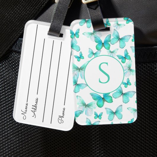 Étiquette de bagage à monogramme personnalisé Papi