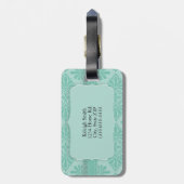 Étiquette de bagage à monogramme sarcelle ornement (Dos Vertical)