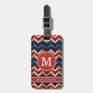 Étiquette de bagage à motif chevron patriotique