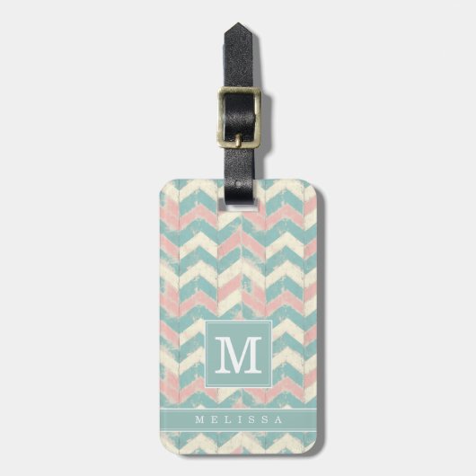 Étiquette de bagage à motif Chevron usé (Devant Vertical)