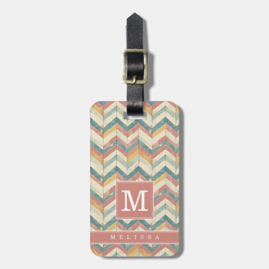 Étiquette de bagage à motif Chevron usé (Devant Vertical)