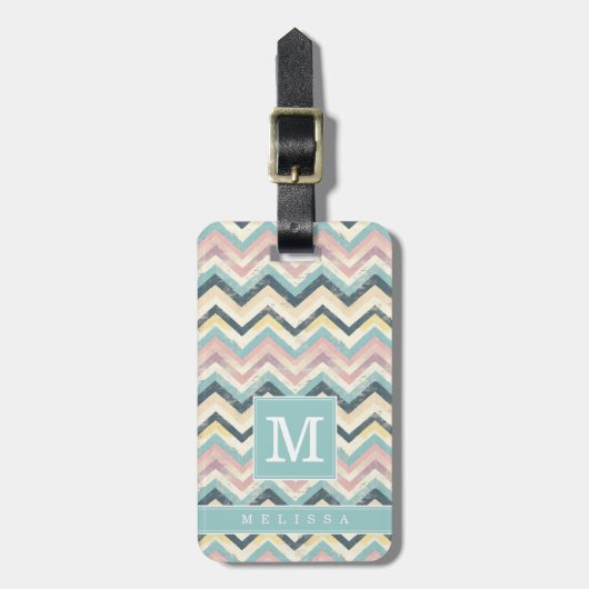 Étiquette de bagage à motif Chevron usé (Devant Vertical)