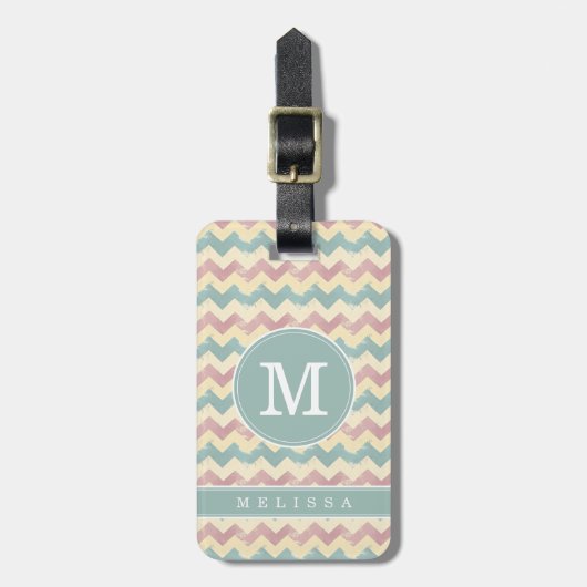 Étiquette de bagage à motif Chevron usé (Devant Vertical)