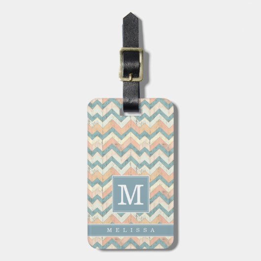 Étiquette de bagage à motif Chevron usé (Devant Vertical)