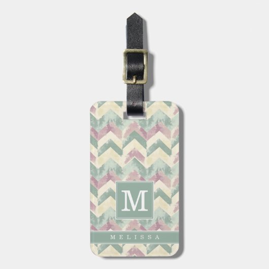Étiquette de bagage à motif Chevron usé (Devant Vertical)