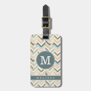 Étiquette de bagage à motif Chevron usé