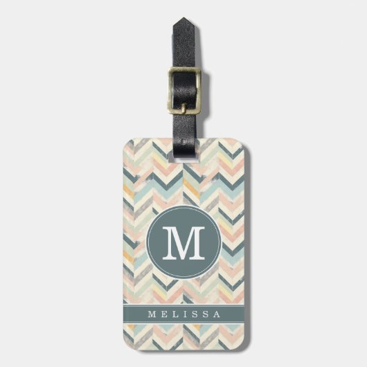 Étiquette de bagage à motif Chevron usé (Devant Vertical)