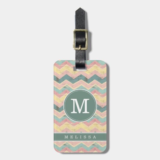 Étiquette de bagage à motif Chevron usé (Devant Vertical)