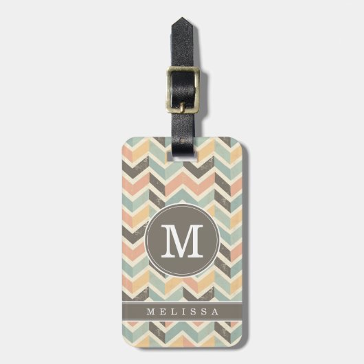Étiquette de bagage à motif Chevron usé (Devant Vertical)