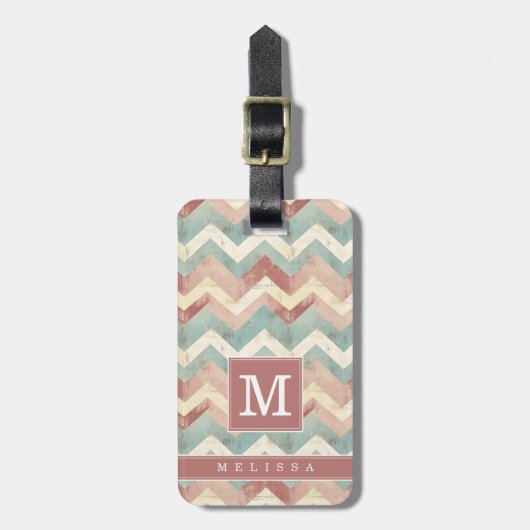 Étiquette de bagage à motif Chevron usé (Devant Vertical)