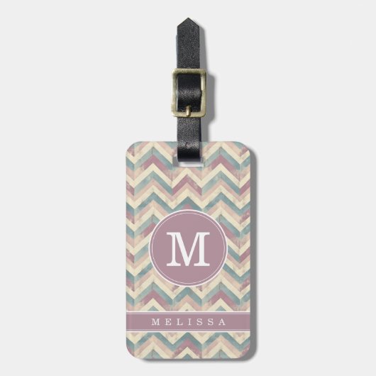 Étiquette de bagage à motif Chevron usé (Devant Vertical)