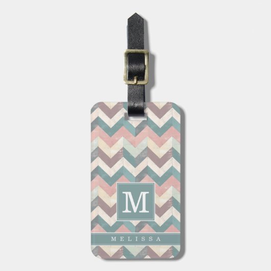 Étiquette de bagage à motif Chevron usé (Devant Vertical)