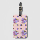 Étiquette de bagage à motif floral de violette Pen (Devant Vertical)