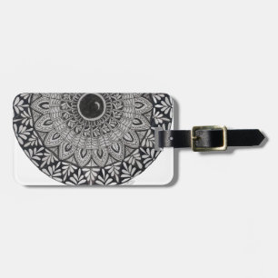 Étiquette de bagage à motif mandala monochrome