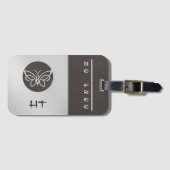 Étiquette de bagage à motif papillon monogrammé as (Devant Horizontal)