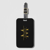 Étiquette de bagage à nom unique avec monogramme m (Devant Vertical)