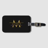 Étiquette de bagage à nom unique avec monogramme m (Devant Horizontal)