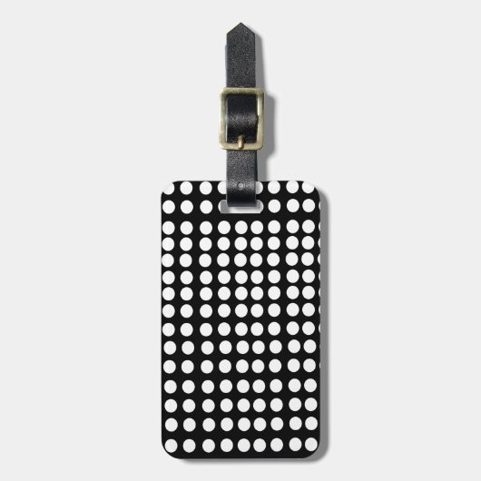 Étiquette de bagage à pois blancs avec sangle en c (Devant Vertical)