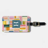 Étiquette de bagage à texture boho moderne (Devant horizontal)