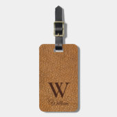 Étiquette de bagage à texture de cuir marron avec (Devant Vertical)