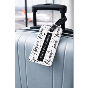 Étiquette de bagage à typographie de voyage person