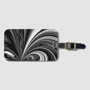 Étiquette de bagage abstraite à arc noir et blanc