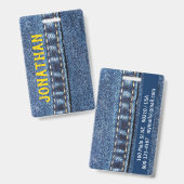 Étiquette de bagage / Badge en jeans (Avant & arrière)