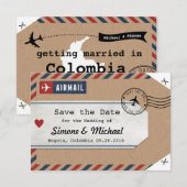 Étiquette de bagage carte de Colombie Save the Dat (Devant / Derrière)