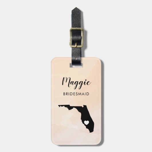 Étiquette de bagage carte de Floride, Bienvenue à (Devant Vertical)