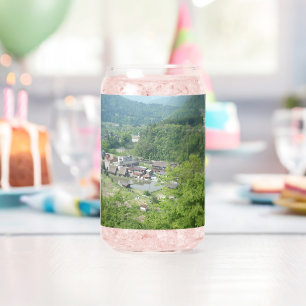 Étiquette de bagage de village de montagne japonai
