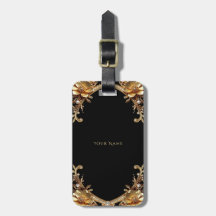 Étiquette de bagage élégante à cadre doré