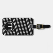 Étiquette de bagage en acrylique à monogramme noir (Devant horizontal)