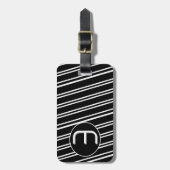 Étiquette de bagage en acrylique à monogramme noir (Devant Vertical)