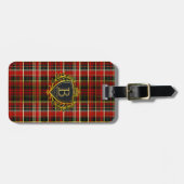 Étiquette de bagage en tartan à monogramme de luxe (Devant horizontal)