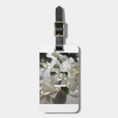 Étiquette de bagage florale à fleurs blanches (Devant Vertical)
