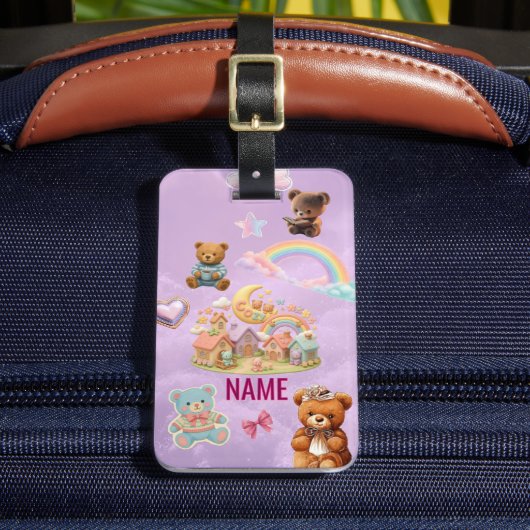 Étiquette de bagage lavande à l'esthétique Kawaii (Insitu Rectoal 2)