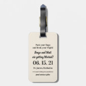 Étiquette de bagage mariage à double face Save the (Dos Vertical)