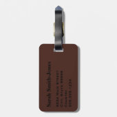 Étiquette de bagage marron et noir à rayures fines (Dos Vertical)