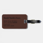 Étiquette de bagage marron et noir à rayures fines (Dos horizontal)