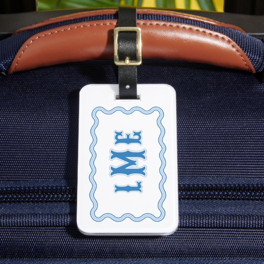 Étiquette de bagage monogramme à bordure festonnée (Insitu Rectoal 2)
