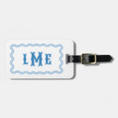 Étiquette de bagage monogramme à bordure festonnée (Devant horizontal)