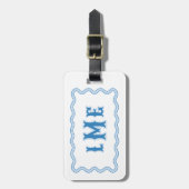 Étiquette de bagage monogramme à bordure festonnée (Devant Vertical)