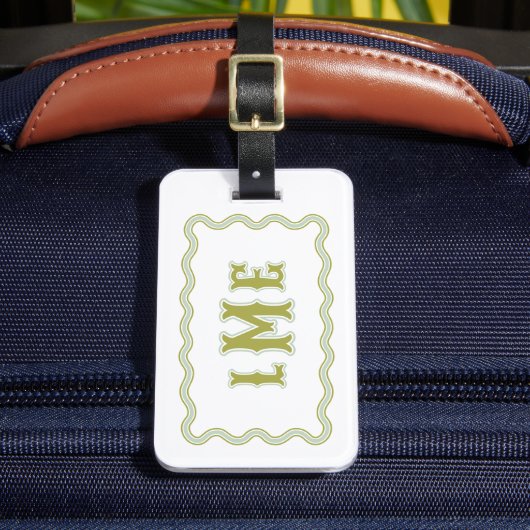 Étiquette de bagage monogramme à bordure festonnée (Insitu Rectoal 2)