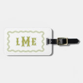 Étiquette de bagage monogramme à bordure festonnée (Devant horizontal)