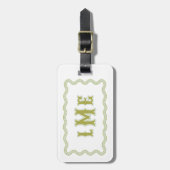 Étiquette de bagage monogramme à bordure festonnée (Devant Vertical)