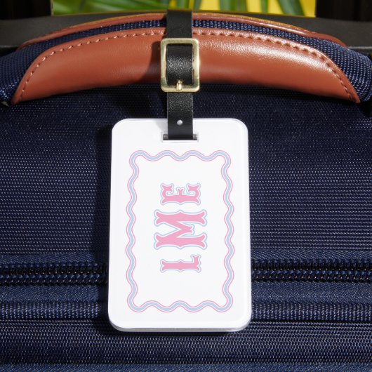 Étiquette de bagage monogramme à bordure festonnée (Insitu Rectoal 2)