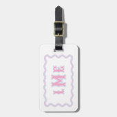 Étiquette de bagage monogramme à bordure festonnée (Devant Vertical)