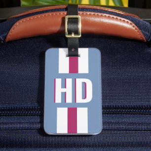 Étiquette de bagage rétro Monogramme ombré à rayur