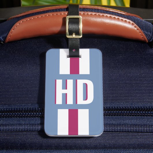 Étiquette de bagage rétro Monogramme ombré à rayur (Insitu Rectoal 2)