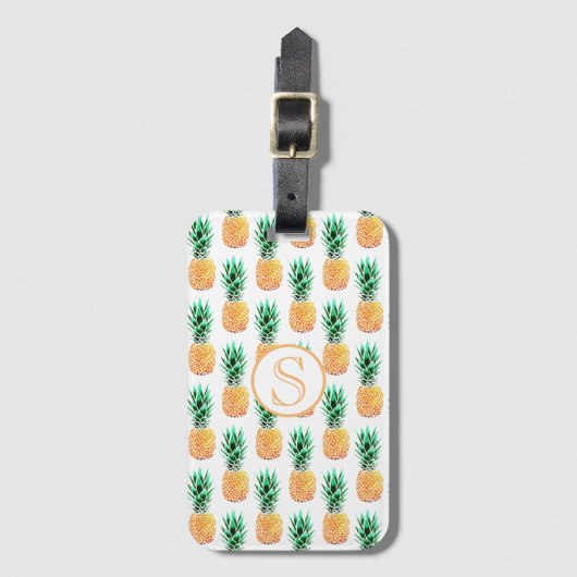 Étiquette de bagage tropicale à l'ananas (Devant Vertical)